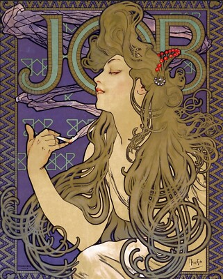 JOB Art Nouveau Style Fine Art Print by Alphonse Mucha of a