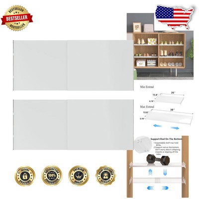 Durable 2-Pack Closet Organizer with Adjustable Width - Easy Install Design