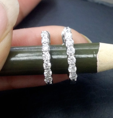 STEAL DEAL! 0.35Carat Natural Round Diamonds Hoops Huggies Earrings in 14k Gold