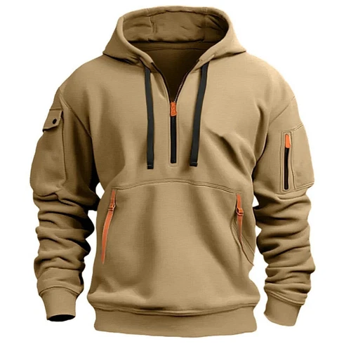 Men's Hooded Hoodie Zipper Multi-Pocket Pullover Jacket Sports Casual Sweatshirt - Picture 9 of 32