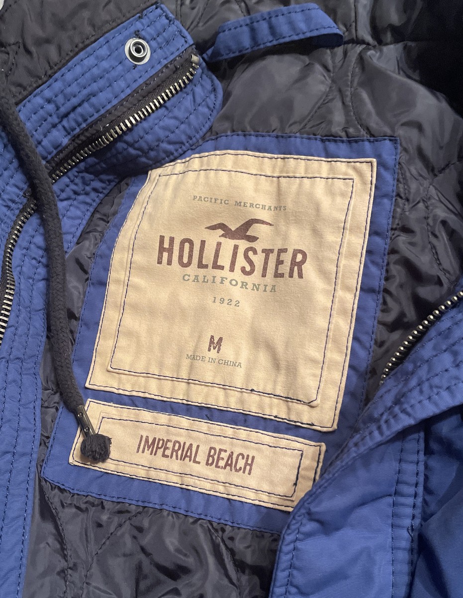 HOLLISTER California Men's Imperial Beach Sz M Blue Winter Jacket Coat Zip  Front