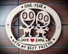 First Wedding anniversary gift husband wife couple custom names 1 year together
