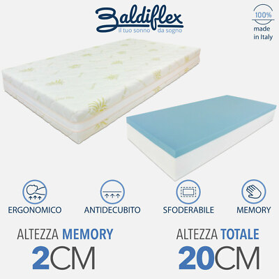 Materasso In Memory Foam Fresh Ortopedico Atomodellante Anallergico Antibatterico Antiacaro Sfoderabile Anallergico Verona H 23 IVA Applicata 22% Larghezza Materasso 80 Cm - Foto 3