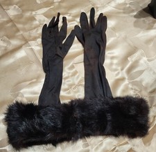 Vtg 100 nylon with faux fur exclusive of ornamentation gloves kid skin 7" USA