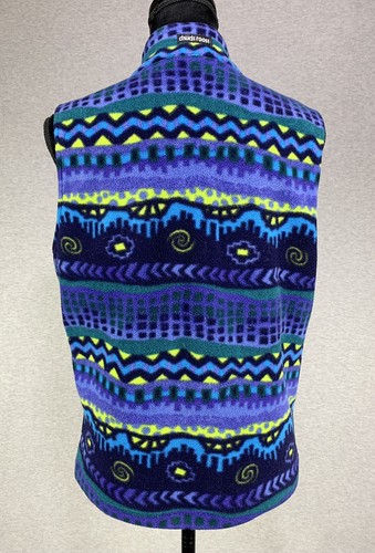 Vintage Chuck Roast Fleece Vest Neon Colorblock Youth 14/Women’s Small Full Zip - Picture 5 of 10
