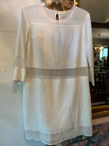 white dress silk with sheer cut outs vintage gogo dress Elizabeth and James S