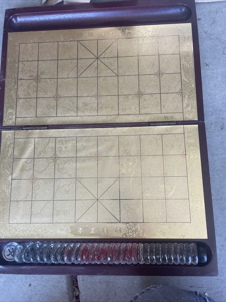 Juego de ajedrez chino Oggo tablero de ajedrez plegable de madera piezas de ajedrez de vidrio arañazos Foto 2 de 2