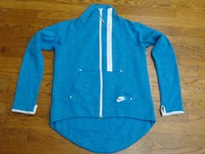 Nike Womens Blue Moto Cape Fleece Full Zip Jacket Size Small