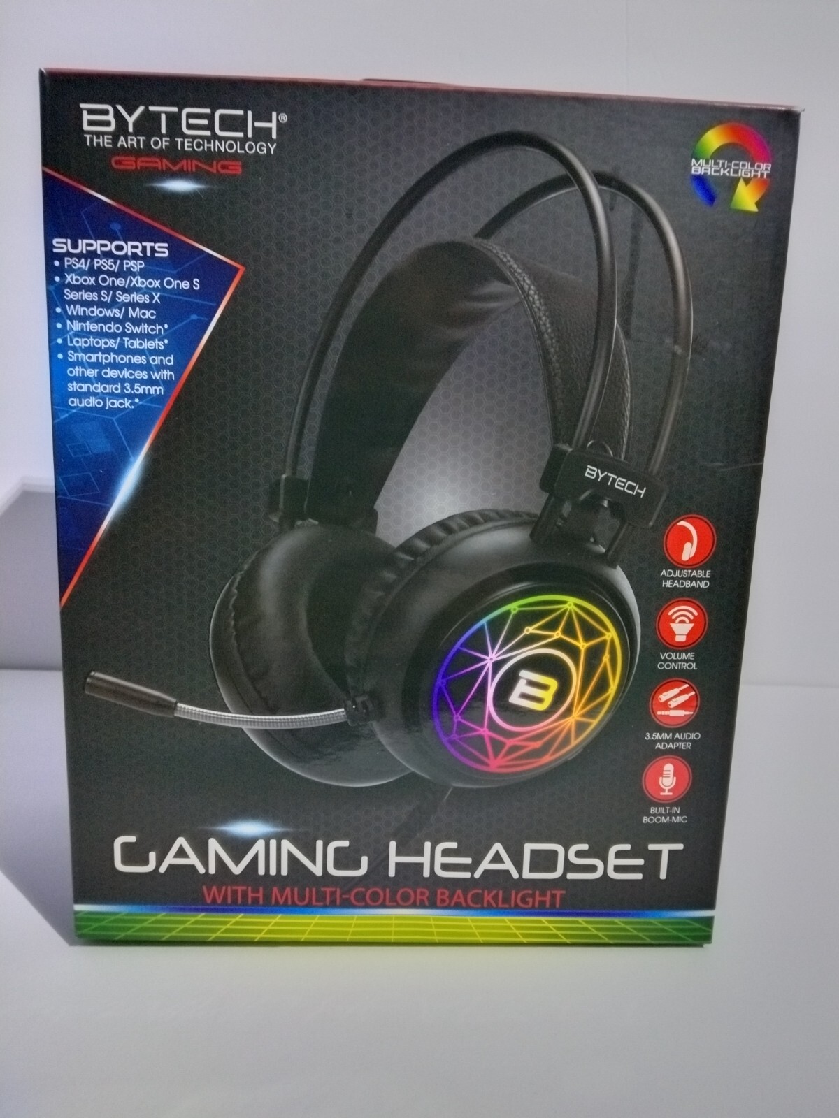 BYTECH Wired Gaming Headset with Multi Color Backlight BuiltIn Boom