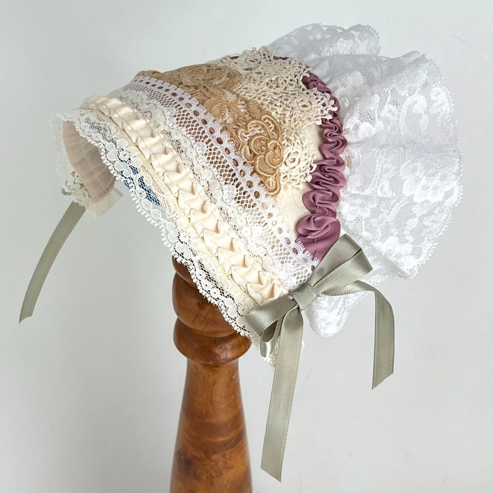 Reproducción de recreación victoriana de la Guerra Civil sombrero de día para mujer malva y verde Foto 2 de 4