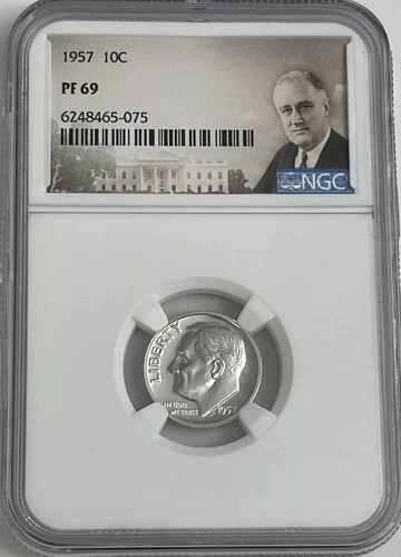 1957 Roosevelt Dime 10C NGC PF69