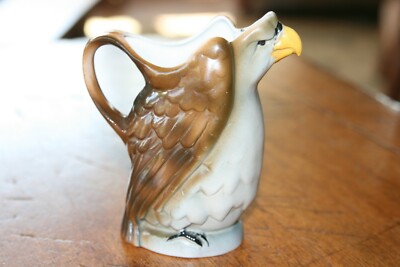 Scarce Antique Bird of Prey CREAMER / PITCHER  Pottery Eagle Hawk Marked Germany