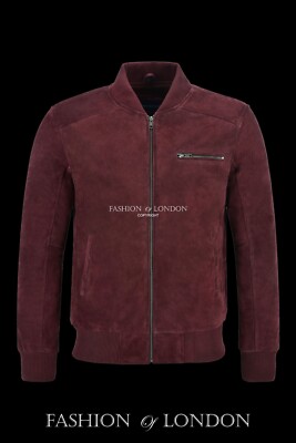 70er Bomber Lederjacke Cherry Suede Classic Retro 100% Echtleder 275-Z