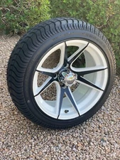 Golf Cart 205/30-14 DOT Tire mounted on Apollo Wheel White/Black  Set 4