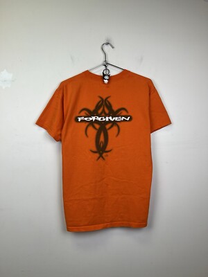 Orange and black Forgiven T-shirt Y2K