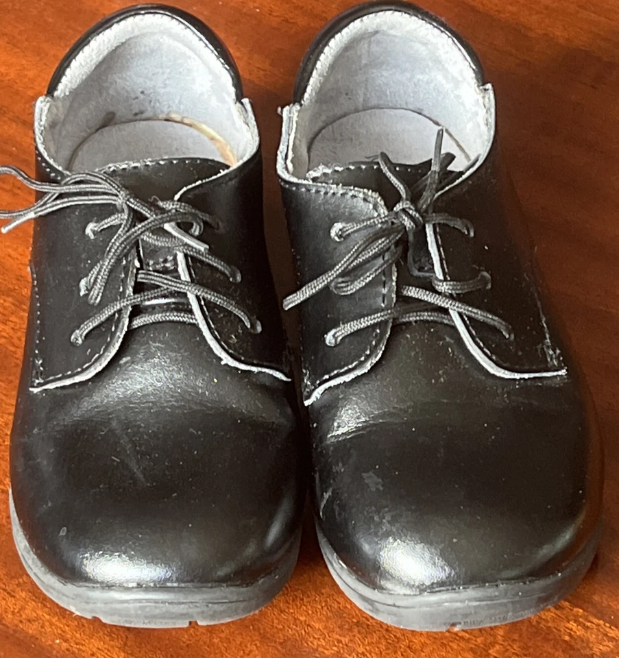 Jumping Jacks Toddler Boy’s Black leather Lace up Dress shoes size 11w EUC! - S1 - Image 3 of 4
