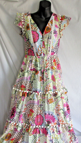 J.Crew Pom Pom Midi in Ratti Retro Floral Cotton Tiered Dress Size 0