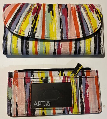 New w/o Tags APT.9 Multicolor Striped Wallet With Card Slots & Coin Pouch