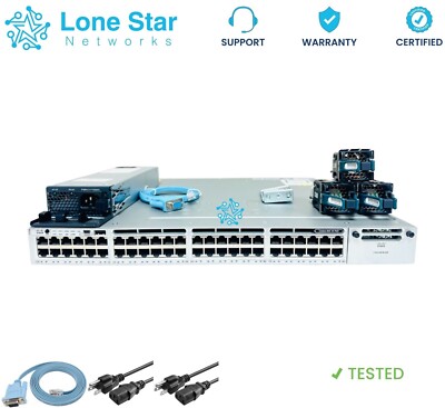 Cisco WS-C3850-48P-L 48-Port Gigabit PoE LanBase Switch w/ 1x PWR-C1-715WAC PSU