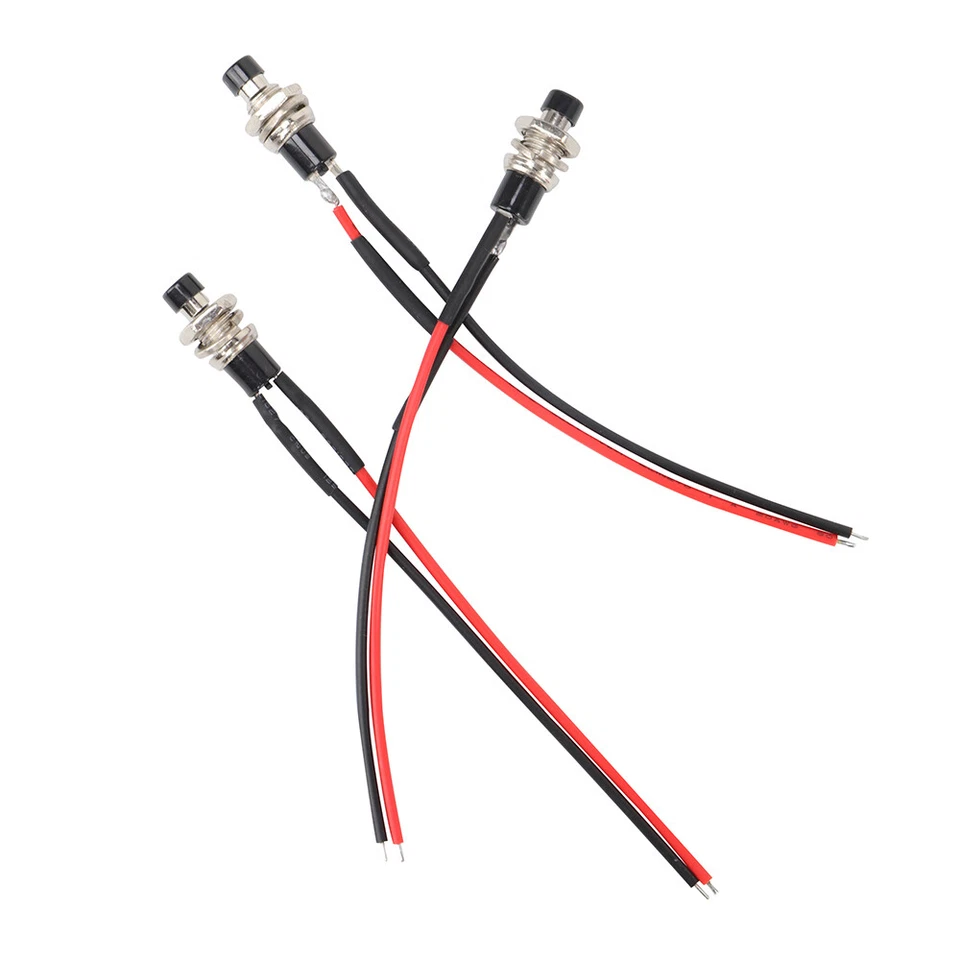 3 Pack Mini Push Button Pre-Wired Momentary N/O OFF-ON Switch Plug 12V 5AMP SPST - Image 4 of 4