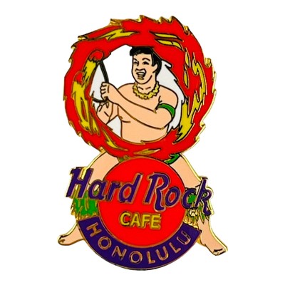 Vintage Hard Rock Cafe Pin Honolulu Male Fire Dancer Luau Hawaii Souvenir Gift
