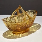 VTG Fenton Amber Glass Basket Split Handle #1939