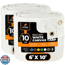 Xpose Safety Canvas Tarp - 10oz White Canvas Tarps Heavy Duty Wat