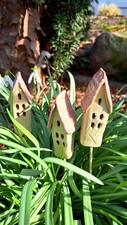Beetstecker 3er-Set Häuschen, 7-8cm hock, Gartendeko