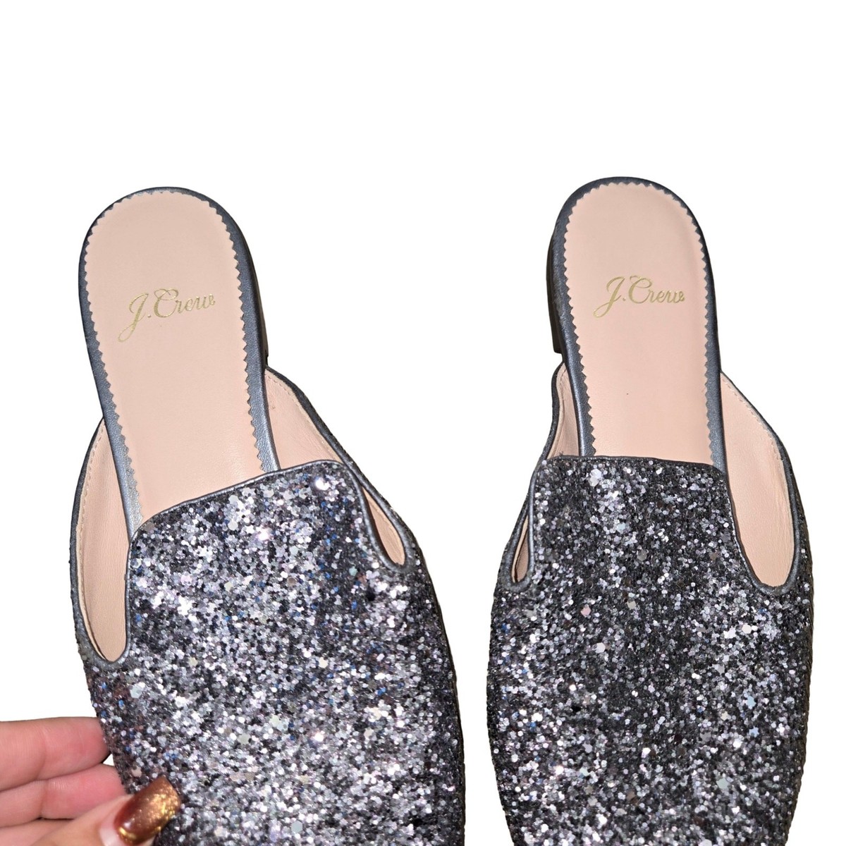 J.Crew Pointed Toe Glitter Slides Size: 7 View 3