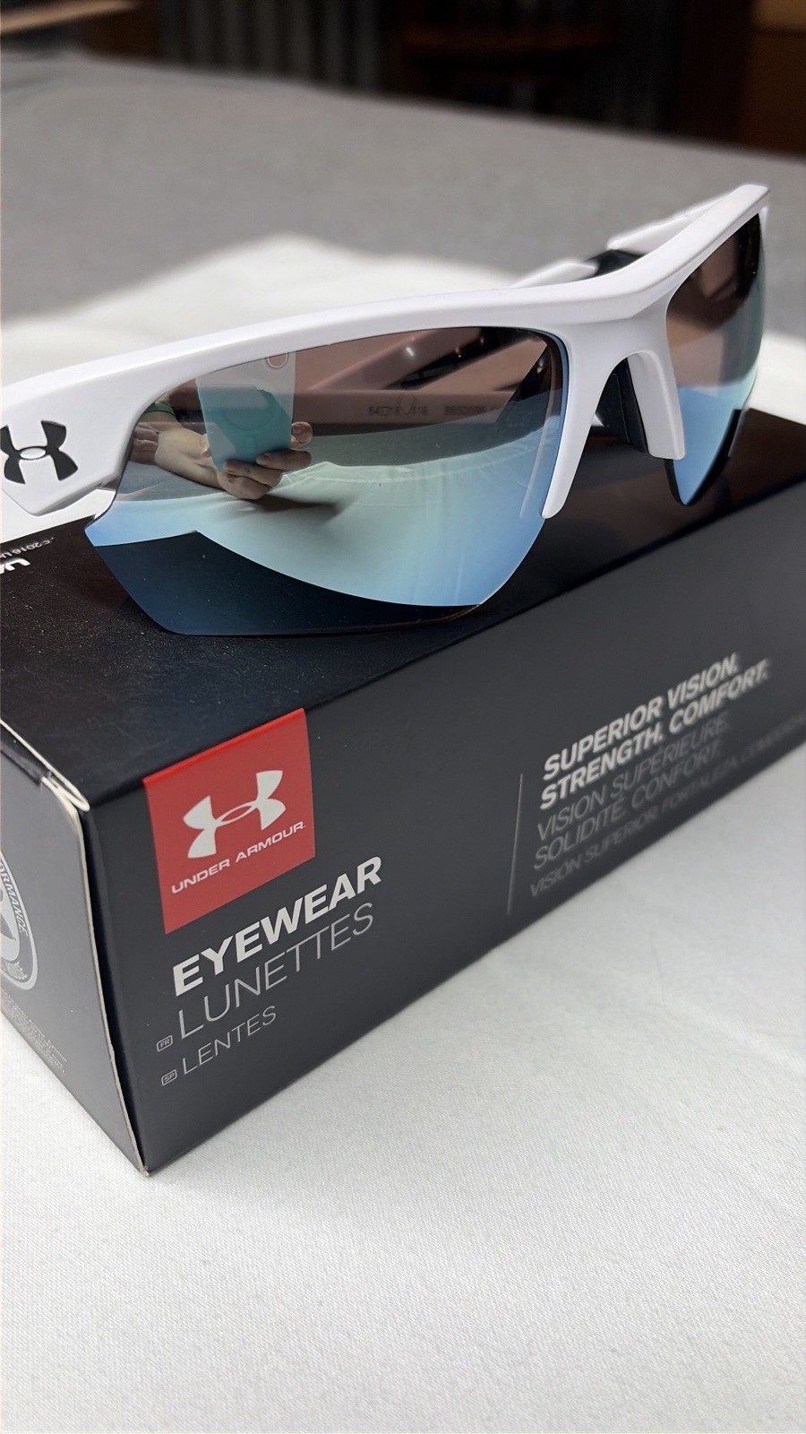 Under Armour Windup Satin White Baseball Tuned Youth Sunglasses