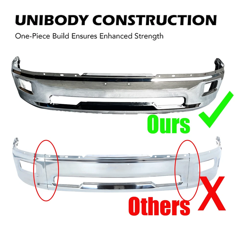 For 2009-2012 Dodge Ram 1500 Steel Front Bumper Cover w/ Fog Light Holes - Image 2 of 4