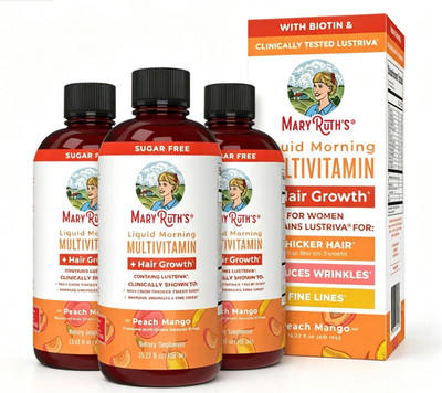 3pc Ruth's Mary Liquid Morning Multivitamin+Hair Growth - Peach Mango-15 fl oz