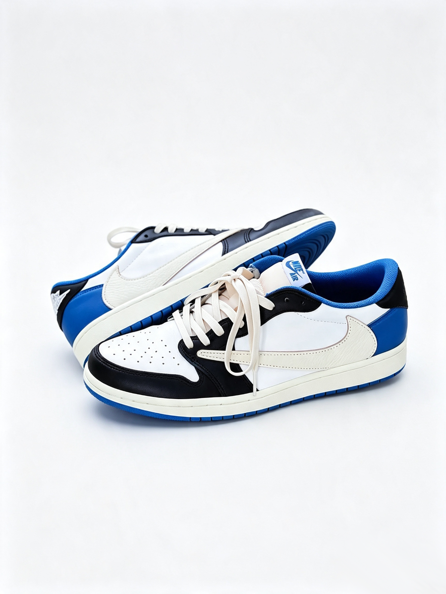 Size 10 - Jordan 1 Retro x Fragment Design x Travis Scott Low Blue