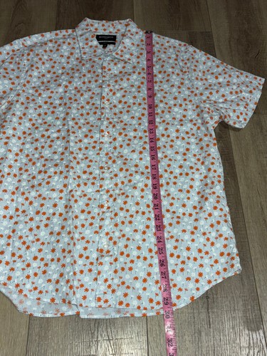 BONOBOS Short Sleeve Button Up Shirt Men's XL Slim Fit Blue Orange Floral - Picture 8 of 10