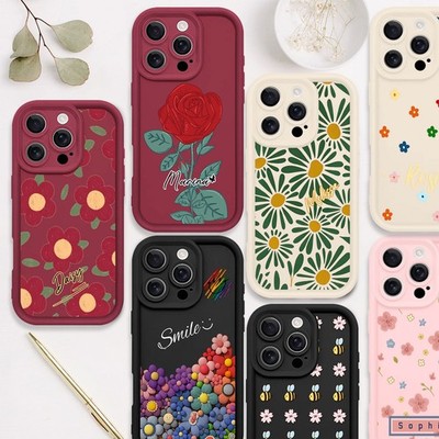 Customized Flower Phone Case Soft Gel Cover For iPhone 16 15 14 13 12 17 Pro Max