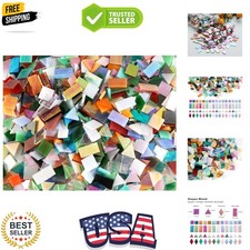 Iridescent Glass Mosaic Tiles Bulk, 4-Shapes 700 Pieces Sparkle Iridized Stai...