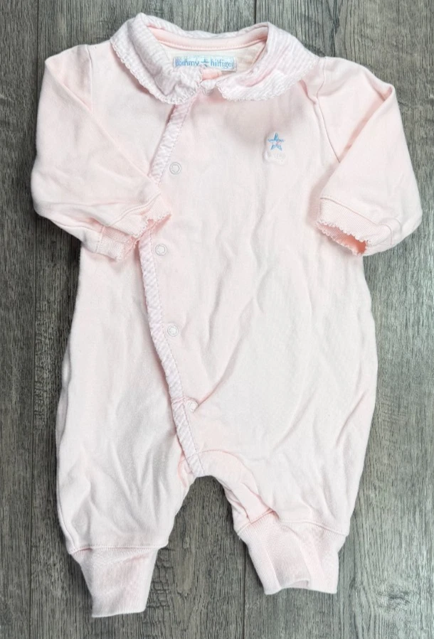 Baby Girl Clothes Vintage Tommy Hilfiger 0-3 Month Pink Check Collar Outfit