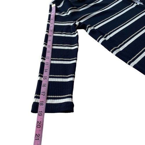 Women's Massimo Dutti Navy Striped Boat Neck Maxi Long Sleeve Knit Dress sz XS - Picture 9 of 10