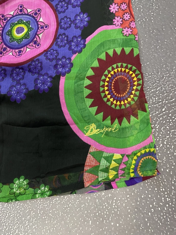 Desigual Damen Kleid Mehrfarbig Geometrisch Ärmellos Gefüttert Größe 42 - Bild 3 von 4