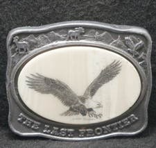 XB23112 VINTAGE 1984  THE LAST FRONTIER  ALASKAN EAGLE  WILDLIFE BELT BUCKLE