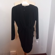 Boohoo Black Dress Women's TWisted Knot style Low Cut Size UK Size 10 BNWT