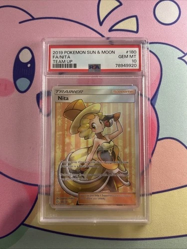 Pokémon TCG Nita Sun & Moon Team Up 180/181 Holo Ultra Rare PSA 10