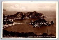 Vintage Taormina Isola Bella Italy WWII Military Postcard 1943 RPPC