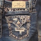 Miss Me Low Rise Capri Cropped Stretch Jeans Blue Rhinestone Sequin Pockets — photo 10