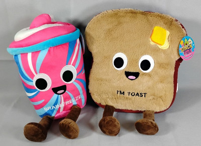 Snack Ums ''I'm Toast'' & ''Brain Freeze'' Plushies Funny Foodie BMI Merchandise NEW