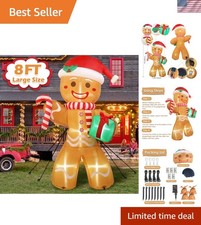 Durable 8ft Christmas Gingerbread Man Inflatable with Self-Inflating Blower