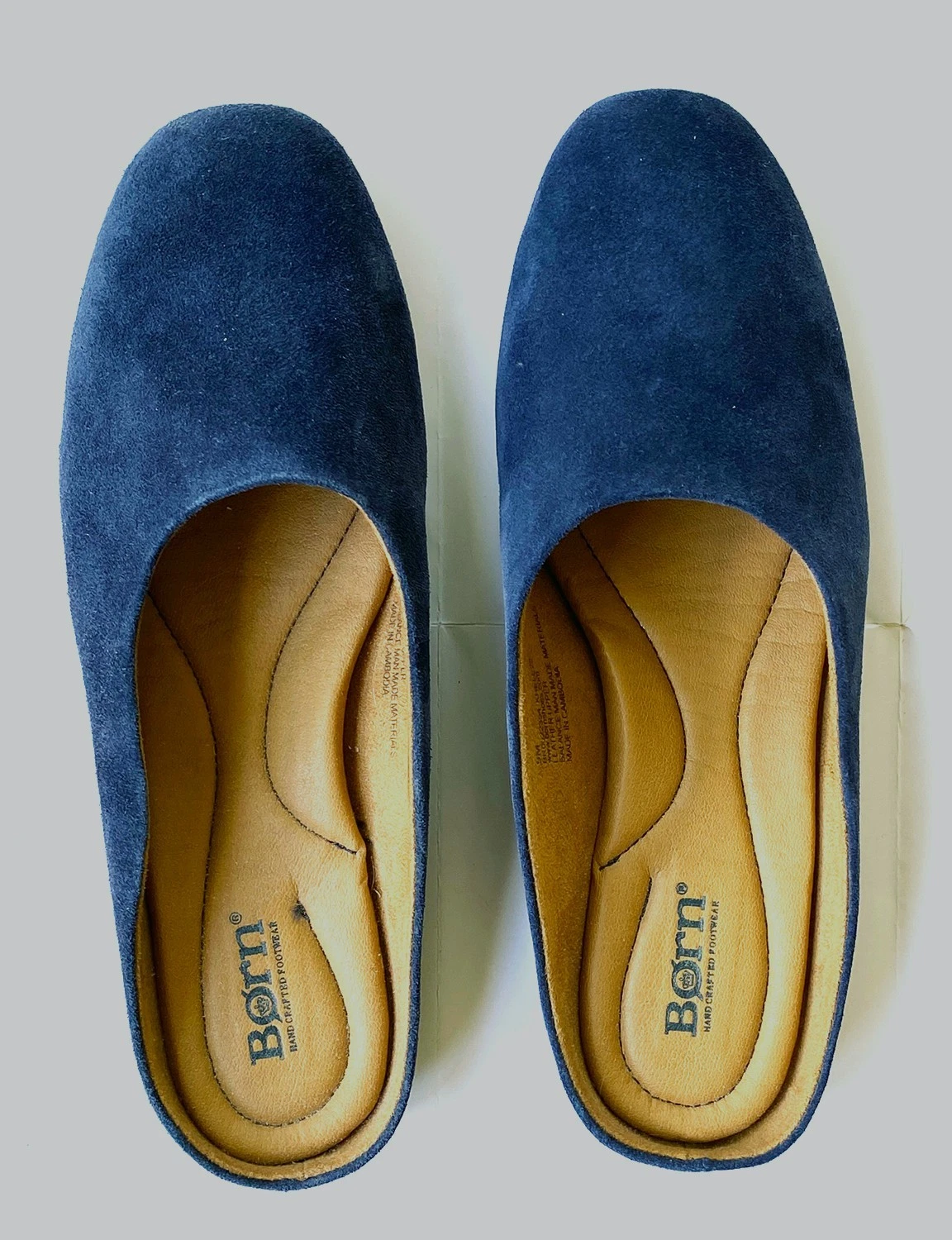 Born Shoes Blue Suede Slip On Slide Women's Size 9 NEW