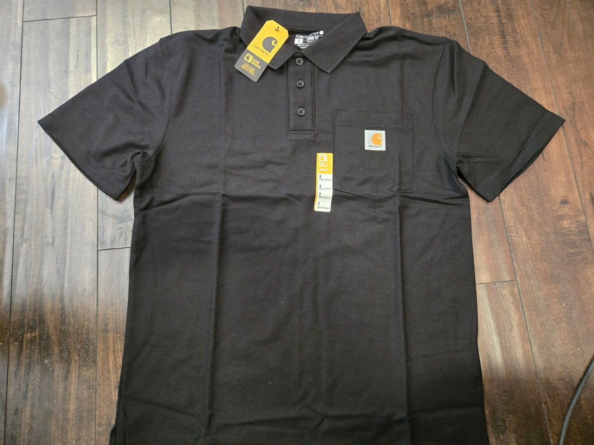 Carhartt K570 Short Sleeve Pocket Polo Shirts Black | eBay