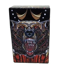 RYO Wolf Head Reg. King Size Push-N-Open Plastic Black Cigarette Case
