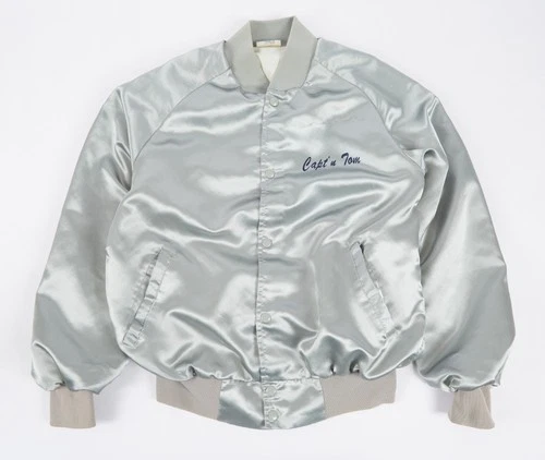 Vintage Westark Grey Satin Bomber Jacket Men’s Medium Capt'n Tom - product listing photo